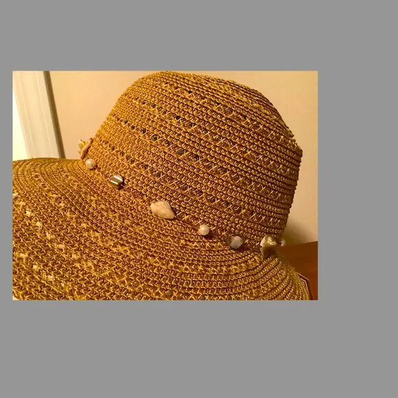 Sun 'N' Sand Medium Brim Beige Summer Hat with embellished crown. New with Tags! - Picture 5 of 11